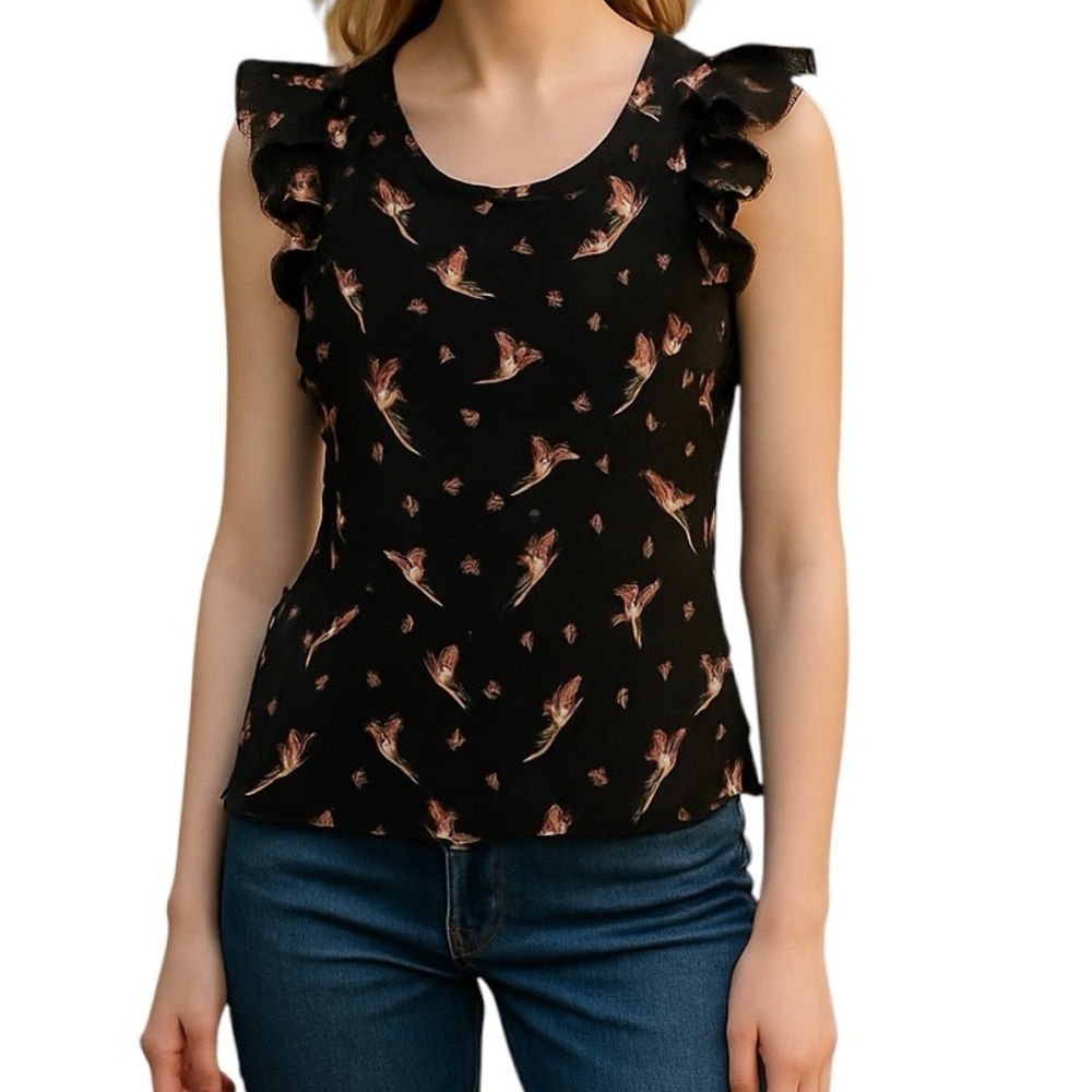 Banana Republic Bird Ruffles Sleeveless S